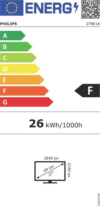Energie-Label Philips 278E1A/00 (3840 x 2160 Pixel, 27")