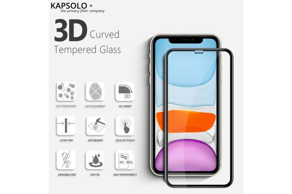 Produktbild Kapsolo Displayschutzglas - vollflächiges Displayschutz mit abgerundete Kanten - Temperg (10 Stk., Apple iPhone XR)