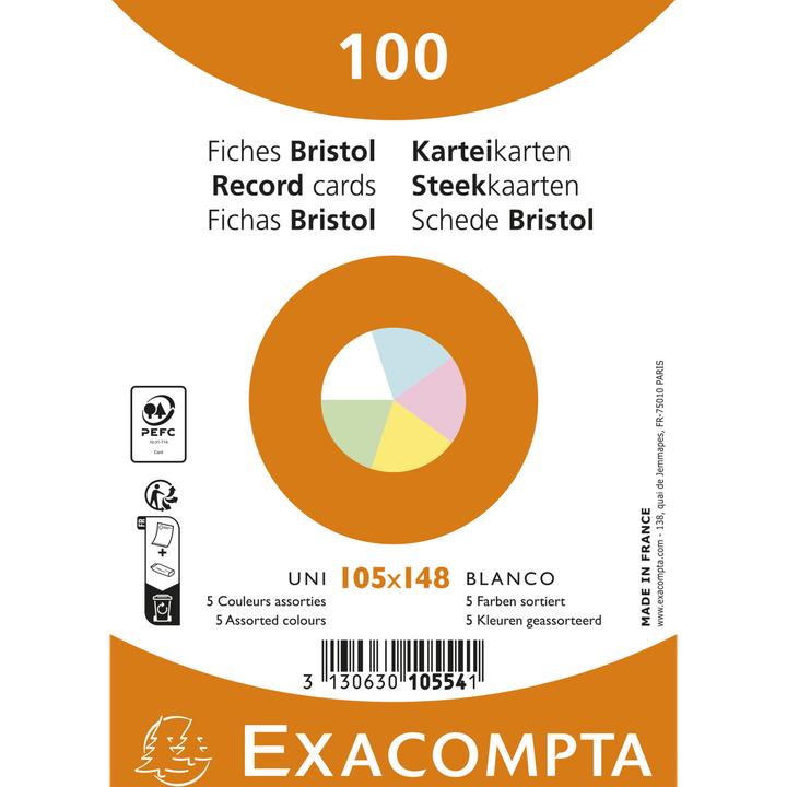 Image du produit Exacompta Cartes-fiches neutres (A6, 100x, 205 g/m²)