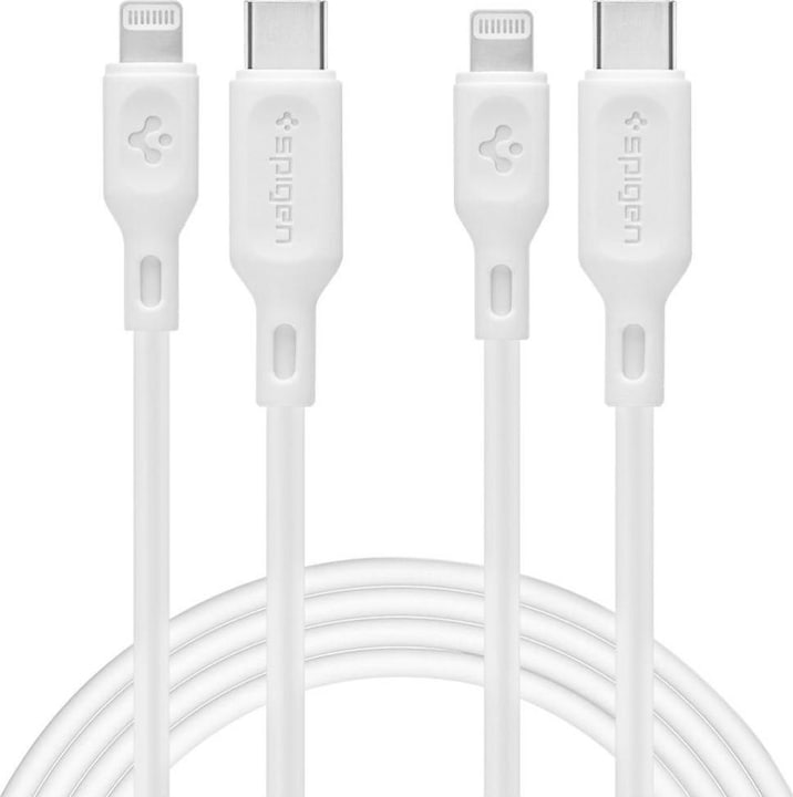 Actual product image Spigen Kabel DuraSync MFi USB-C / Lightning 2-Pack 100 cm - biaÅy (1 m, USB 3.2 Gen 1)