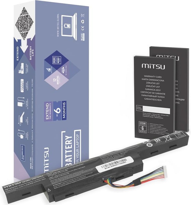 Immagine prodotto Mitsu Batteria Acer Aspire E5-475, E5-575 4400 mAh (47 Wh) 10.8-11.1 Volt (6 Celle, 4400 mAh)
