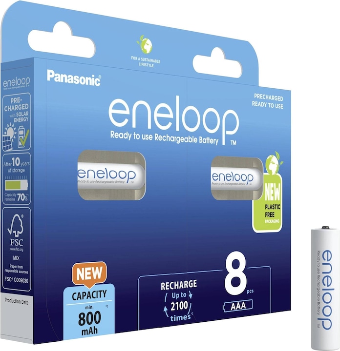Panasonic Eneloop (8 pz., AAA, 800 mAh)