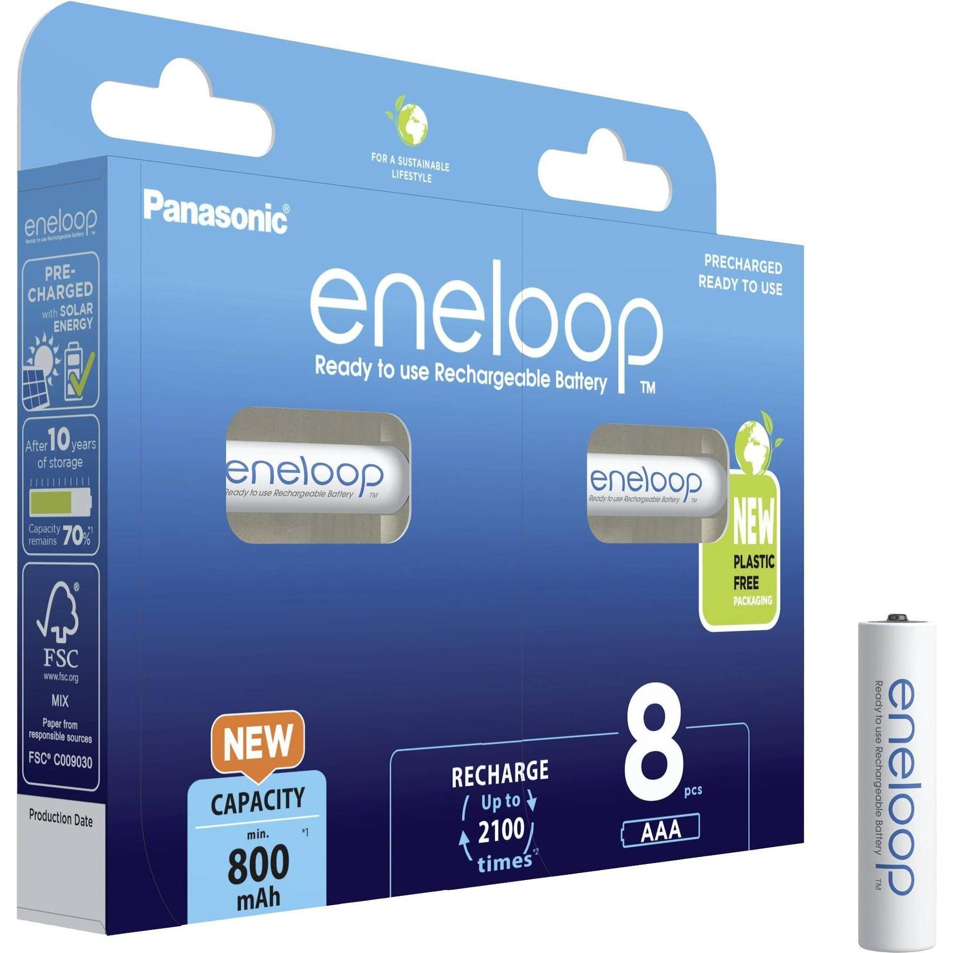 Panasonic Eneloop (8 Stk., AAA, 800 mAh), Batterien + Akkus