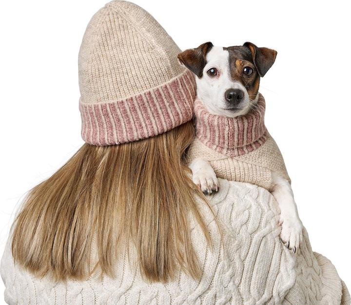 Actual product image Hunter Dogcoat Odense 55 + hat, beige/rose - (203538) (55, Dog jumper)