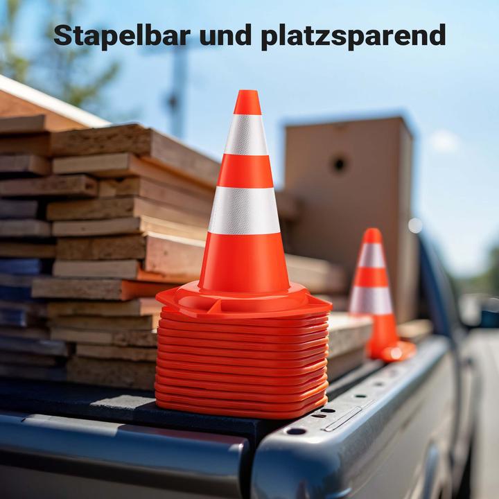 Actual product image Wiltec Verkehrskegel 50cm 8St. Leitkegel Strassen Pylon Warnhütchen Warnkegel PVC