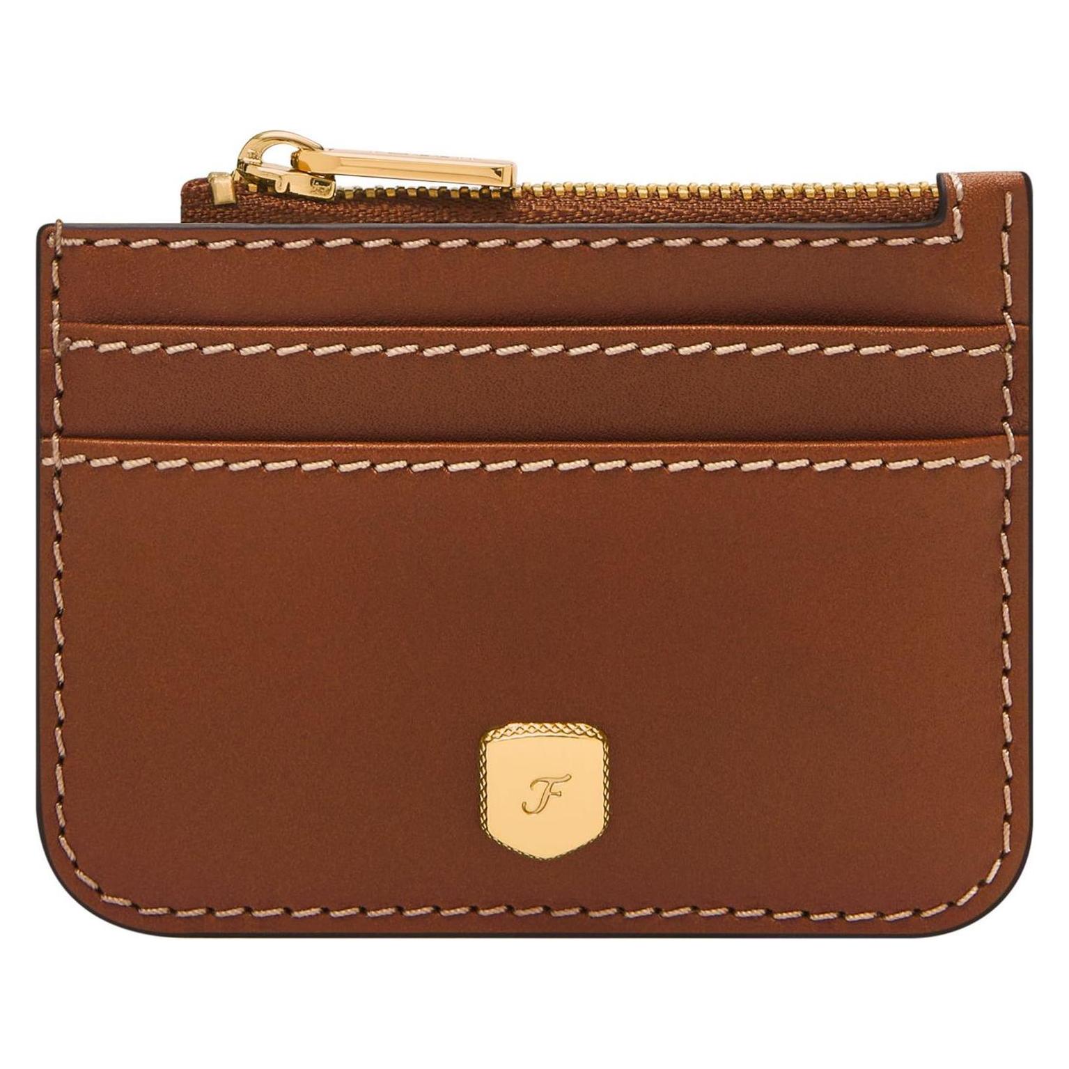 Fossil, Damen, Portemonnaie, Lennox Zip Card Case, Braun