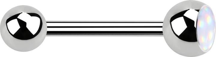 Produktbild Star Piercing Barbell silber mit Kugel und Kugel Epoxidstein weiss (ohne Messing, Chirurgenstahl 316L)