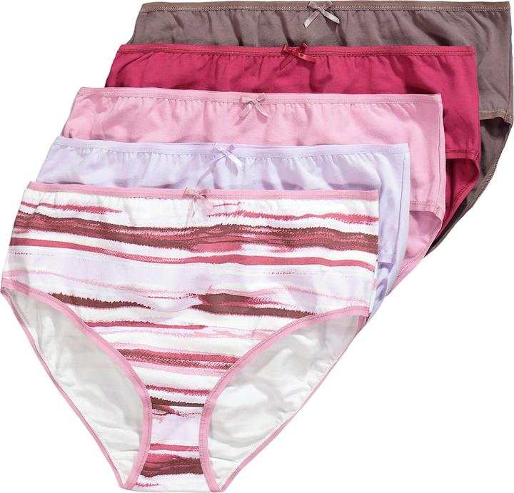 Image du produit Ulla Popken Culottes midi en lot de 5, rayures marbrées/couleur unie (58)