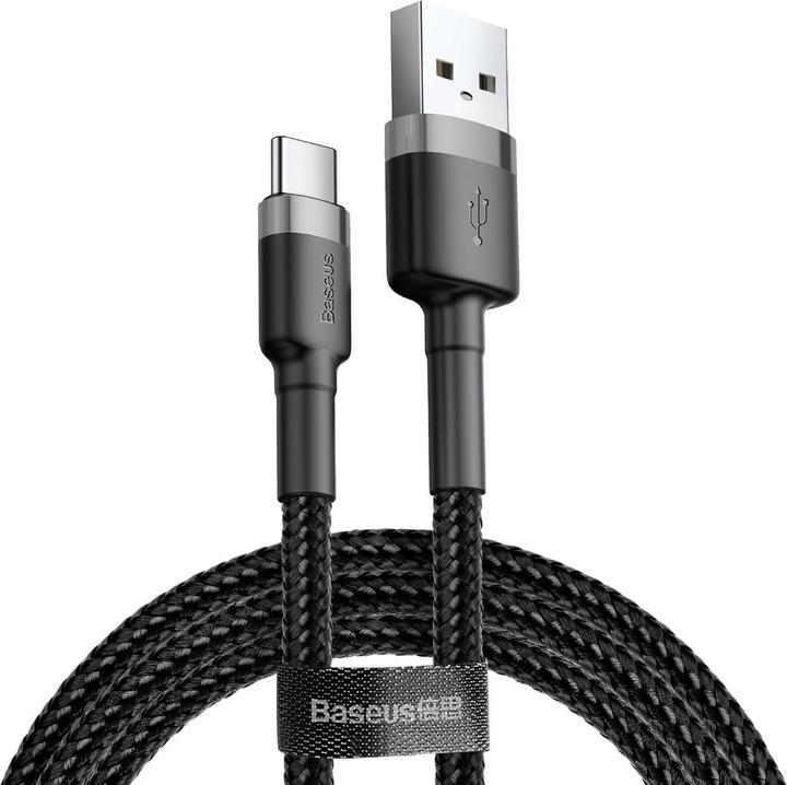 Baseus cafule Kabel USB Voor Type-C 2A 3m Grijs+Zwart (3 m, USB 2.0)