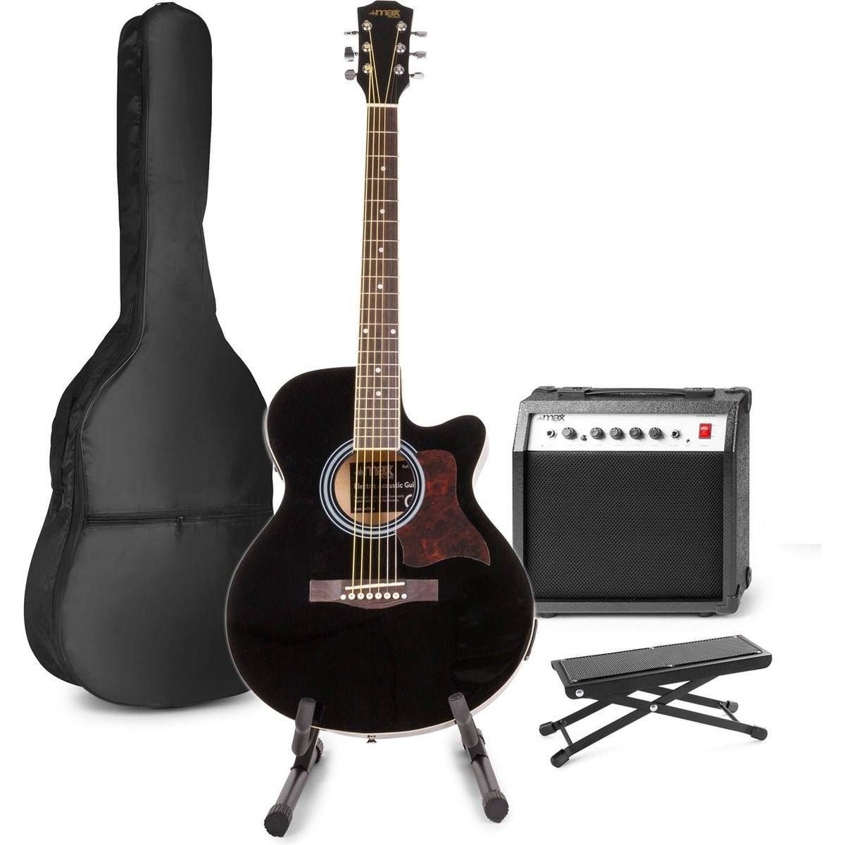 Max Elektrische Akustikgitarre - Showkit -Gitarren -Set mit 40W -Gitarrenverstärker, Gitarrenstandar (Akustik Gitarre, Ahorn, Linde) (44365980)