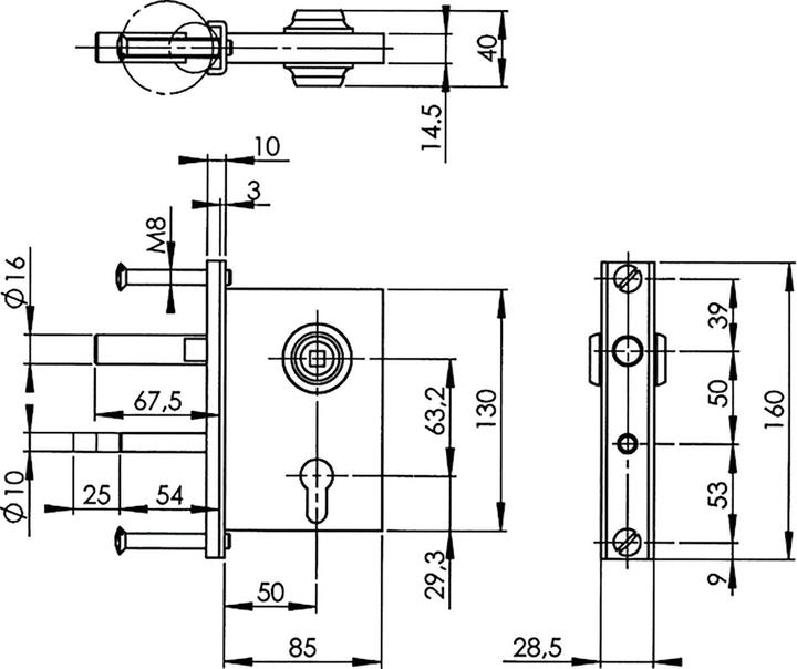 Produktbild Amf Gittertorschlösser 107KW (Profilzylinder)