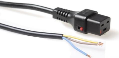 Produktbild Iec Lock 230V connection cable C19 lockable - open end black 2.00 m (2 m)