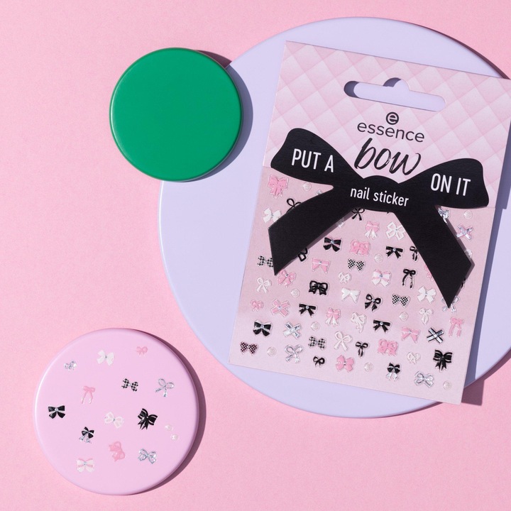 Produktbild essence Nagelsticker Put a bow on it (Nagelkleber, Schwarz, Weiss, Rosa)