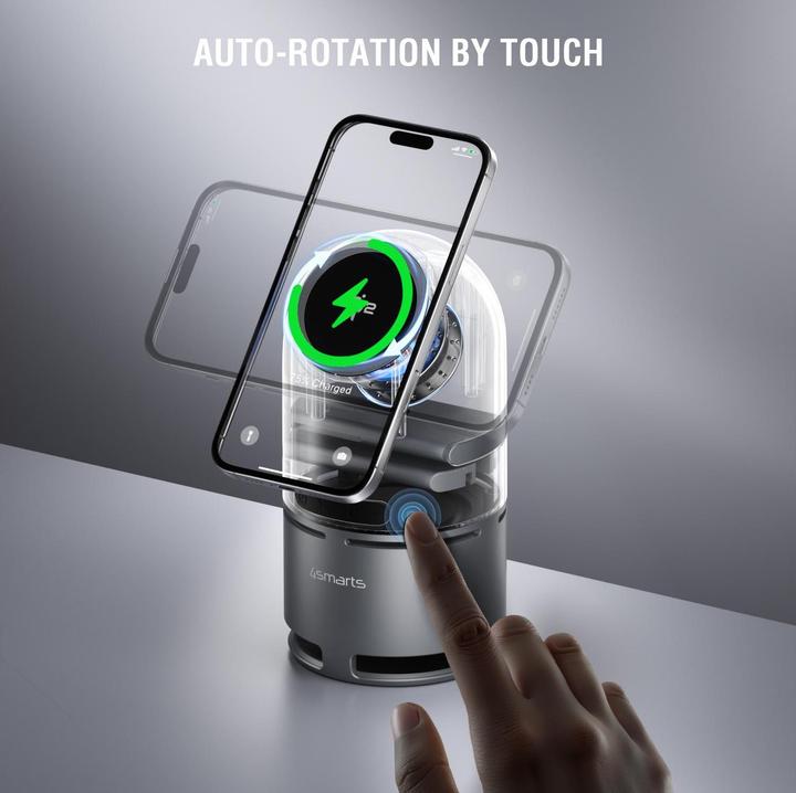 Actual product image 4smarts Wireless Charger 3-in-1 ChargeBot Sound Spacegrau (15 W)
