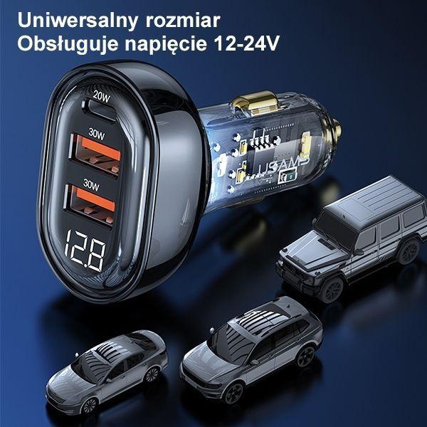 Produktbild Usams Ład. sam. 2xUSB+1xUSB-C 80W Fast Charge niebieski/blue CC159CC02 (US-CC159)
