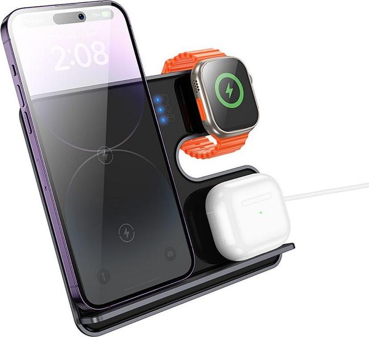 Hoco 3-in-1 Induktionsladegerät kompatibel mit MagSafe und APPLE Watch 15W CQ19 grau