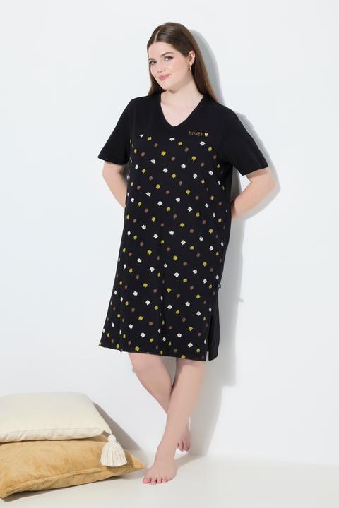 Produktbild Ulla Popken Bigshirt, Blüten, Stickerei, V-Ausschnitt, Halbarm (62)