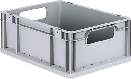 Produktbild Allit Aufbewahrungsbox ProfiPlus EuroEco O417, grau Eurobox aus PP, offene Griffe, widerstandsfähig geg... (30 x 40 x 17 cm)