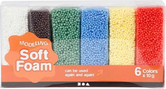 Produktbild Creativ Company Soft Foam Clay Standardfarben, 6x10gr.