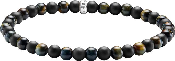Immagine prodotto Thomas Sabo Braccialetto talismano con ossidiana e occhio di tigre (19 cm, Argento 925)