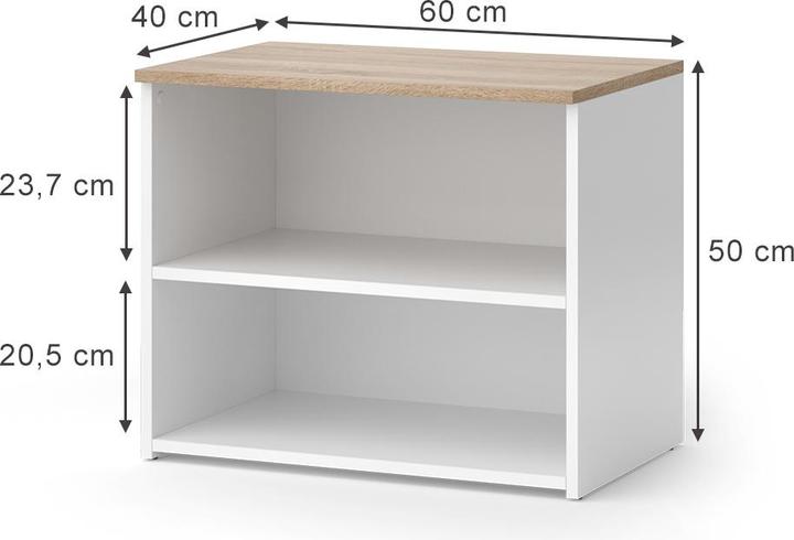 Actual product image Vicco Lowboard Wido, Weiss/Sonoma, 60 x 50 cm mit 2 Fächern (60 x 50 x 40 cm)