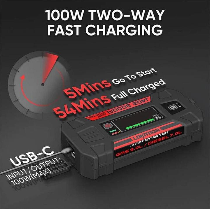 Immagine prodotto Lokithor j402 Avviatore di emergenza da 3000A con powerbank e LED (3000 A, 24000 mAh)