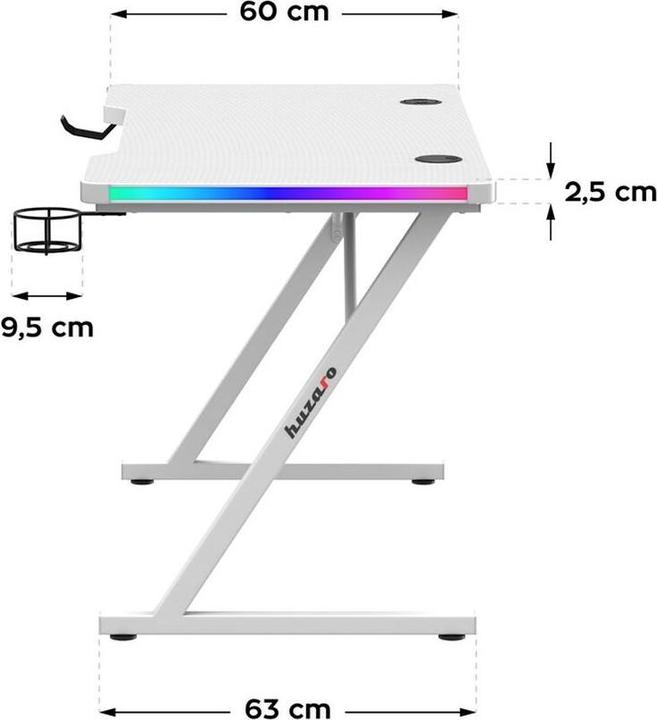 Produktbild Huzaro Biurko gamingowe Hero 2.5 White RGB