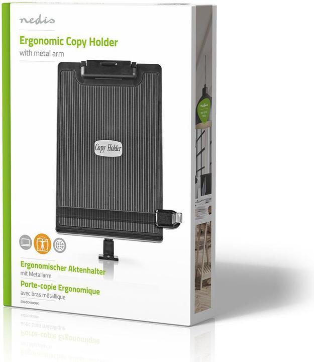 Immagine prodotto Nedis Portadocumenti Portadocumenti Ergonomico Portadocumenti Completamente Mobile da Scrivania Nero (1x)