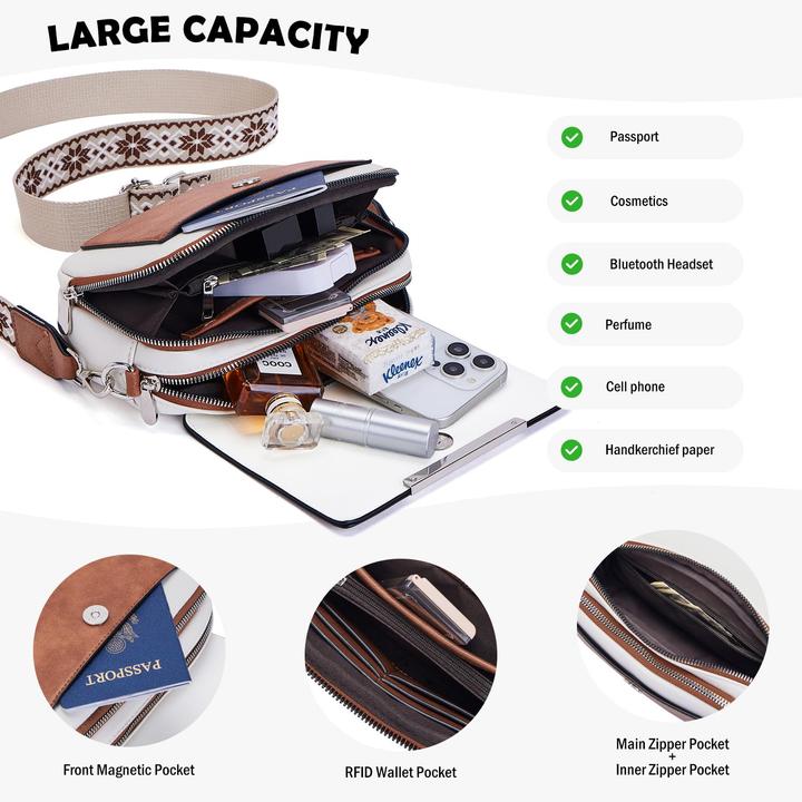 Produktbild Only-Bags.Store Handy Umhängetasche, Vegan Leder Crossbody Bag Umhängetasche mit verstellbarem abnehmbarem breitem