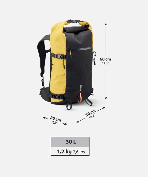 Immagine prodotto Wedze Zaino Roll Top Strong Freeride 30 L per sci/snowboard - Giallo (30 l)