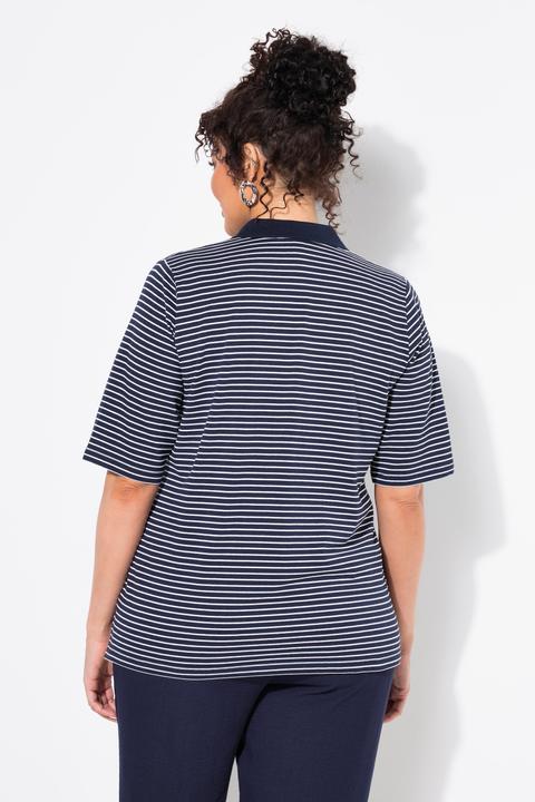 Produktbild Ulla Popken Ringelshirt, Polokragen, V-Ausschnitt, Halbarm (42, 44)