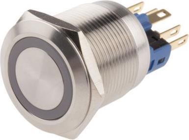 Productafbeelding RS PRO Schakelaar Drukknop RVS Rode ring
