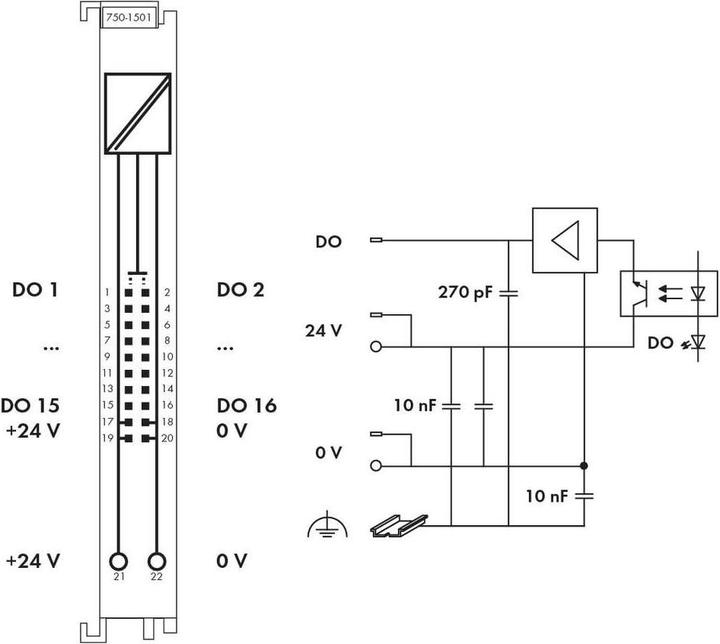 Actual product image Wago Digital I/O module DC Series 750 18-31.2V 750-1501