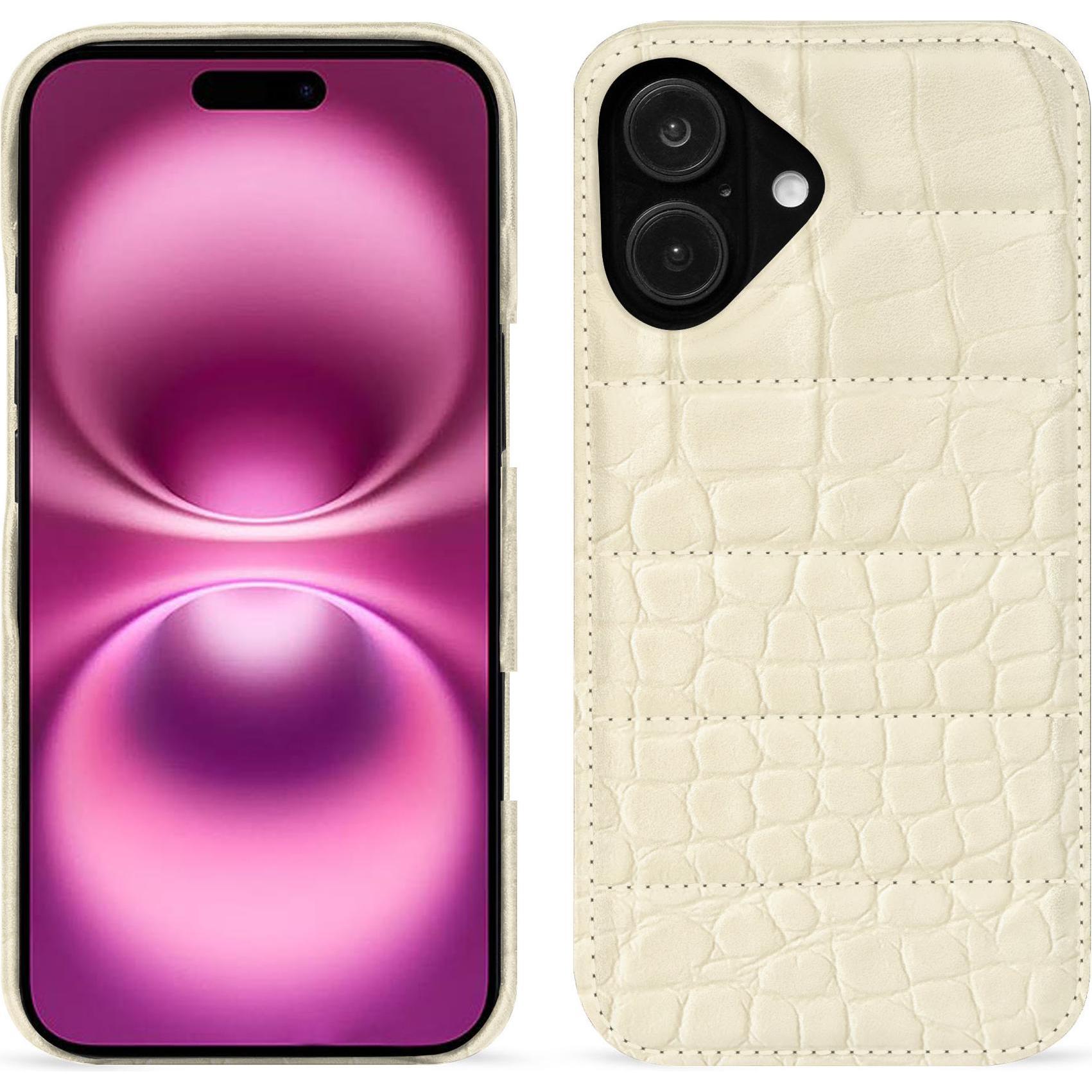 Noreve Lederschutzhülle (Apple iPhone 16 Plus), Smartphone Hülle, Weiss