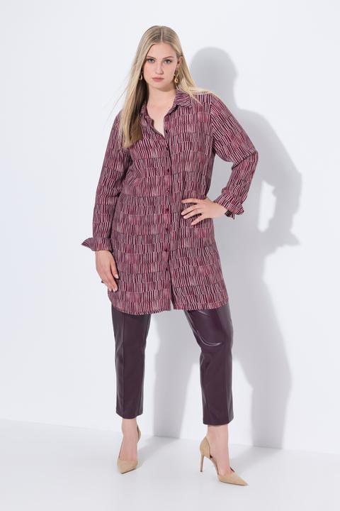 Image du produit Ulla Popken Blouse longue à rayures. Col chemise, manches longues. Coupe évasée (42, 44)