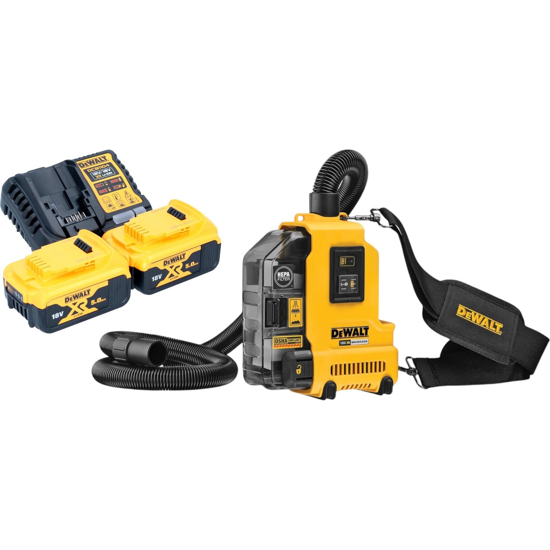 DeWalt, Industriestaubsauger, DWH 161 P2 Akku Universalabsaugung 18 V 0,21 l Brushless + 2x Akku 5,0 Ah + Ladegerät