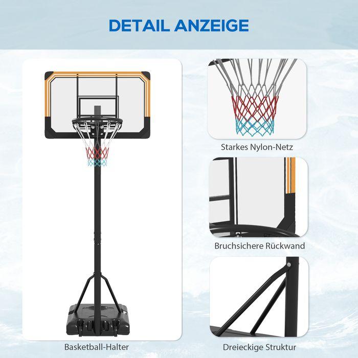 Produktbild Swisshandel24 Basketballkorb Outdoor mit Ständer, 182-213 cm höhenverstellbar, Schwarz