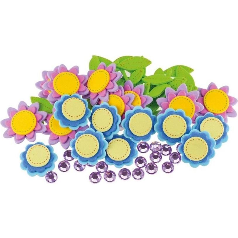 Brewis, Sticker, Schaumstoffaufkleber mit Blumen + Strasssteinen