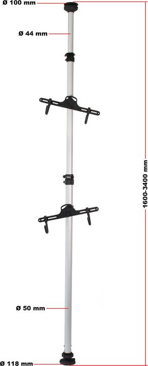 Actual product image Wiltec Telescopic bike rack 2 bikes 160-340cm 40kg hanging system stand