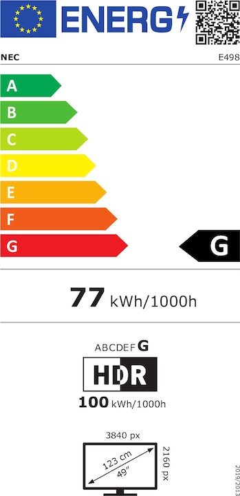 Label énergétique NEC MultiSync E498 (3840 x 2160 pixels, 48.50")