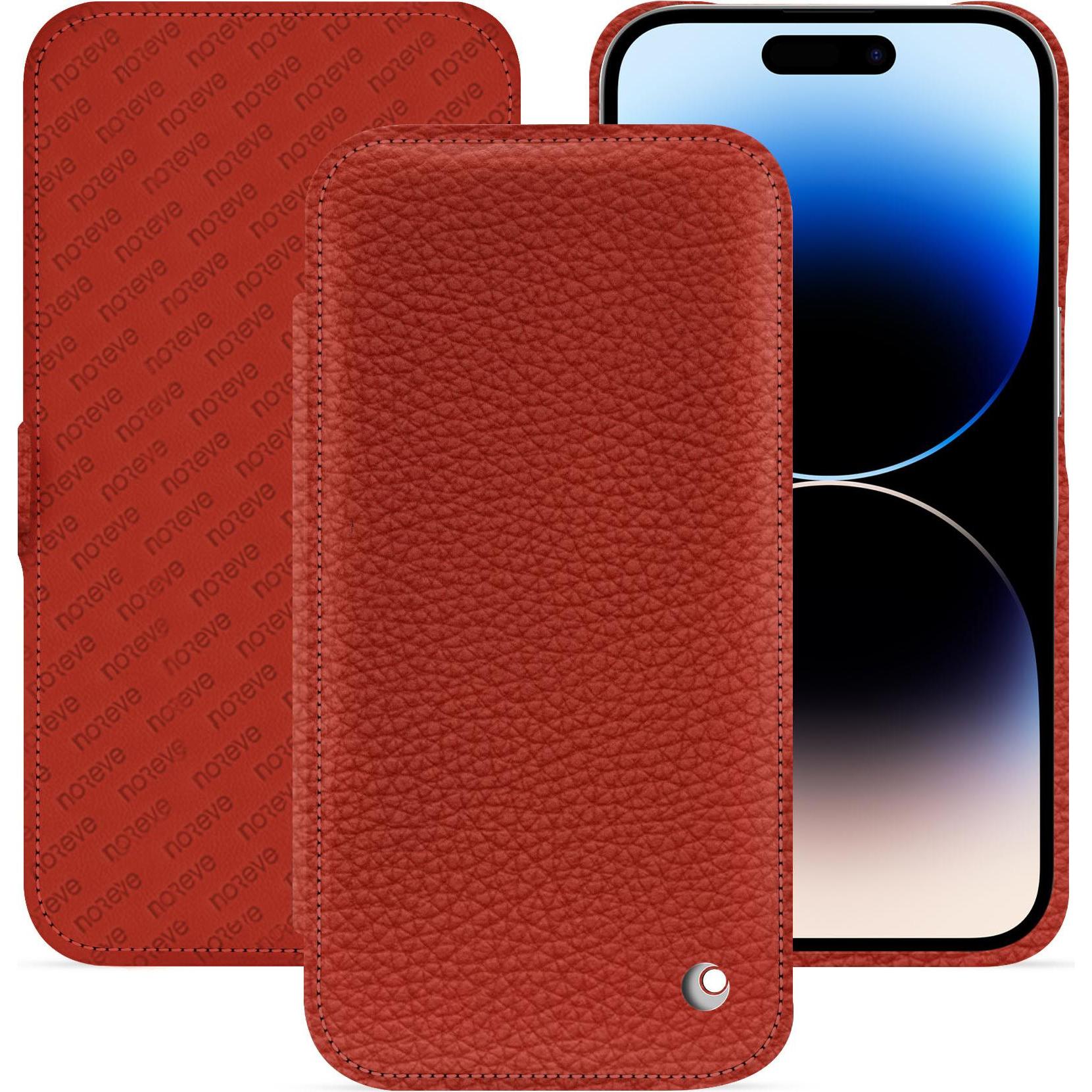 Thumbnail - Noreve Lederschutzhülle horizontal (Apple iPhone 15 Pro), Smartphone Hülle, Orange