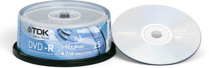 DVD-R, 4.7GB, 16x, broche (25 x)