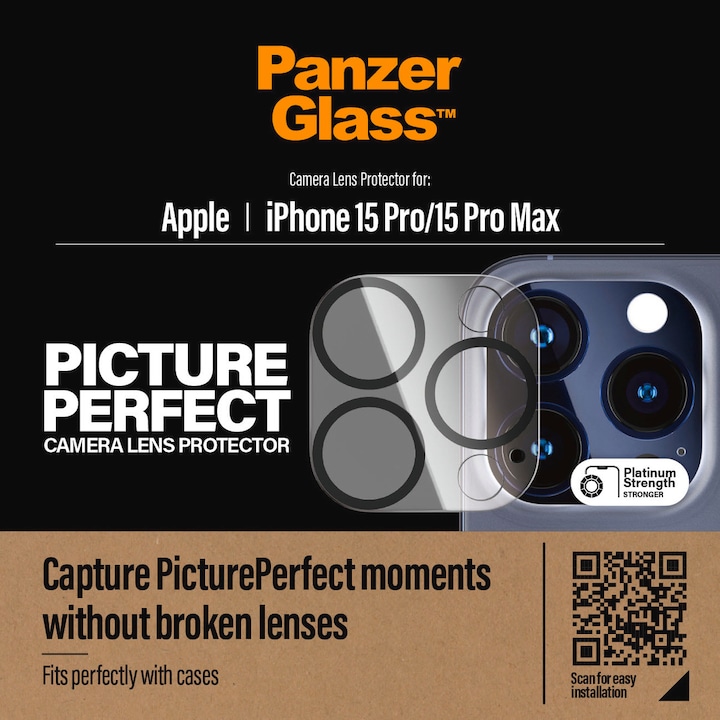 Actual product image PanzerGlass PicturePerfect Camera Lens Protector iPhone 15 Pro & Pro Max (1 Piece, Apple iPhone 15 Pro Max, Apple iPhone 15 Pro)