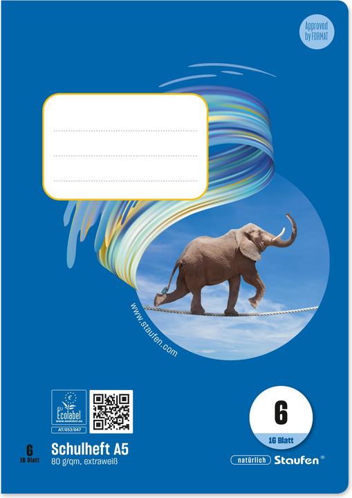 Image du produit Ursus Cahier d'école (A5, Blanc, Couverture souple)