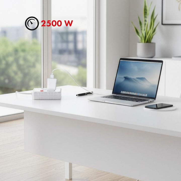 Actual product image Maclean Multiple socket outlet, extension cable, 2 sockets + 3 USB ports (5x, USB-A, 1.50 m)