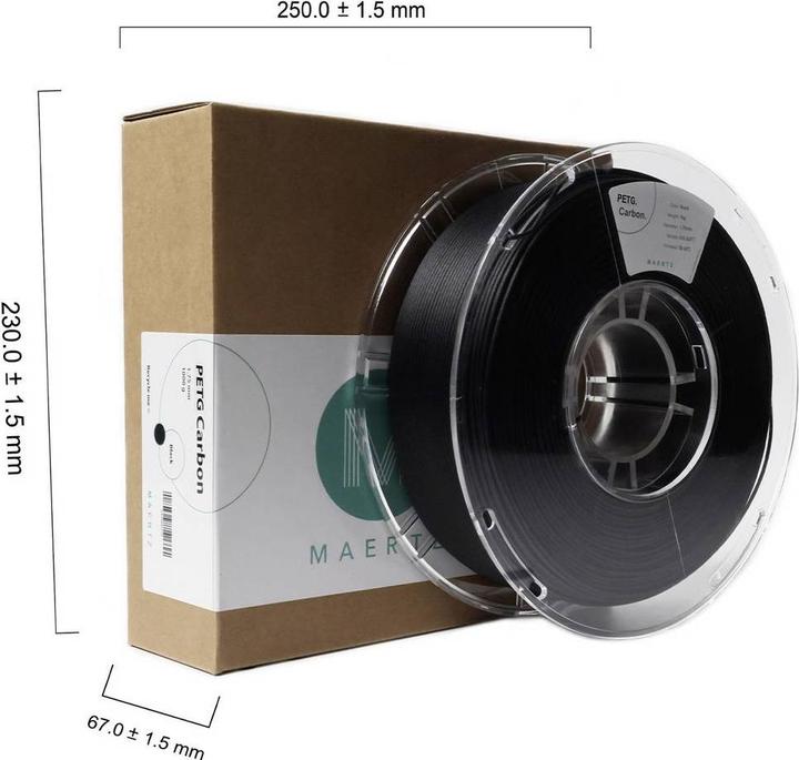 Actual product image Maertz PETG Carbon Black 1.75 mm 1.000 g (Carbon, 1.75 mm, 1000 g, Black)