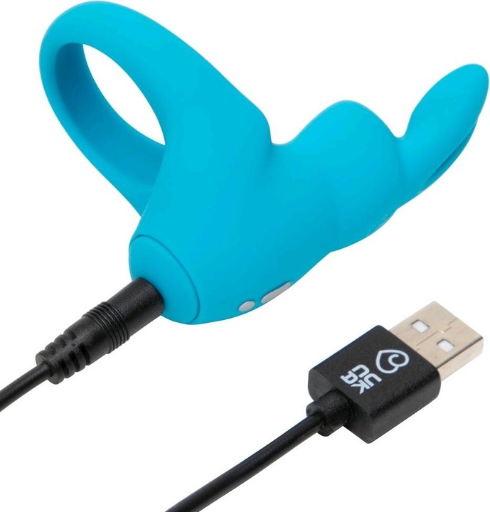 Productafbeelding Happy Rabbit Oplaadbare Vibrerende Konijnen Cock Ring Blauw (3 cm)