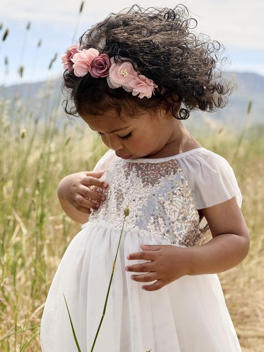 Actual product image Vertbaudet Kurzärmeliges Mädchen Festkleid mit Pailletten (86)