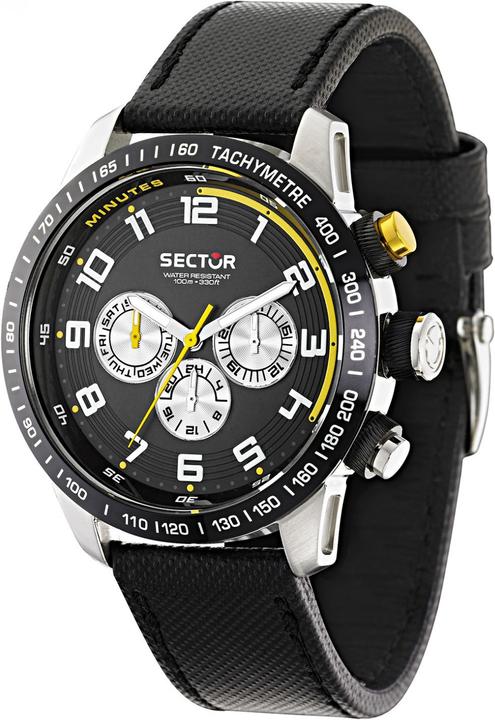 Produktbild Sector 850 3h Black Dial Black Strap (Analoguhr, Chronograph, 45 mm)