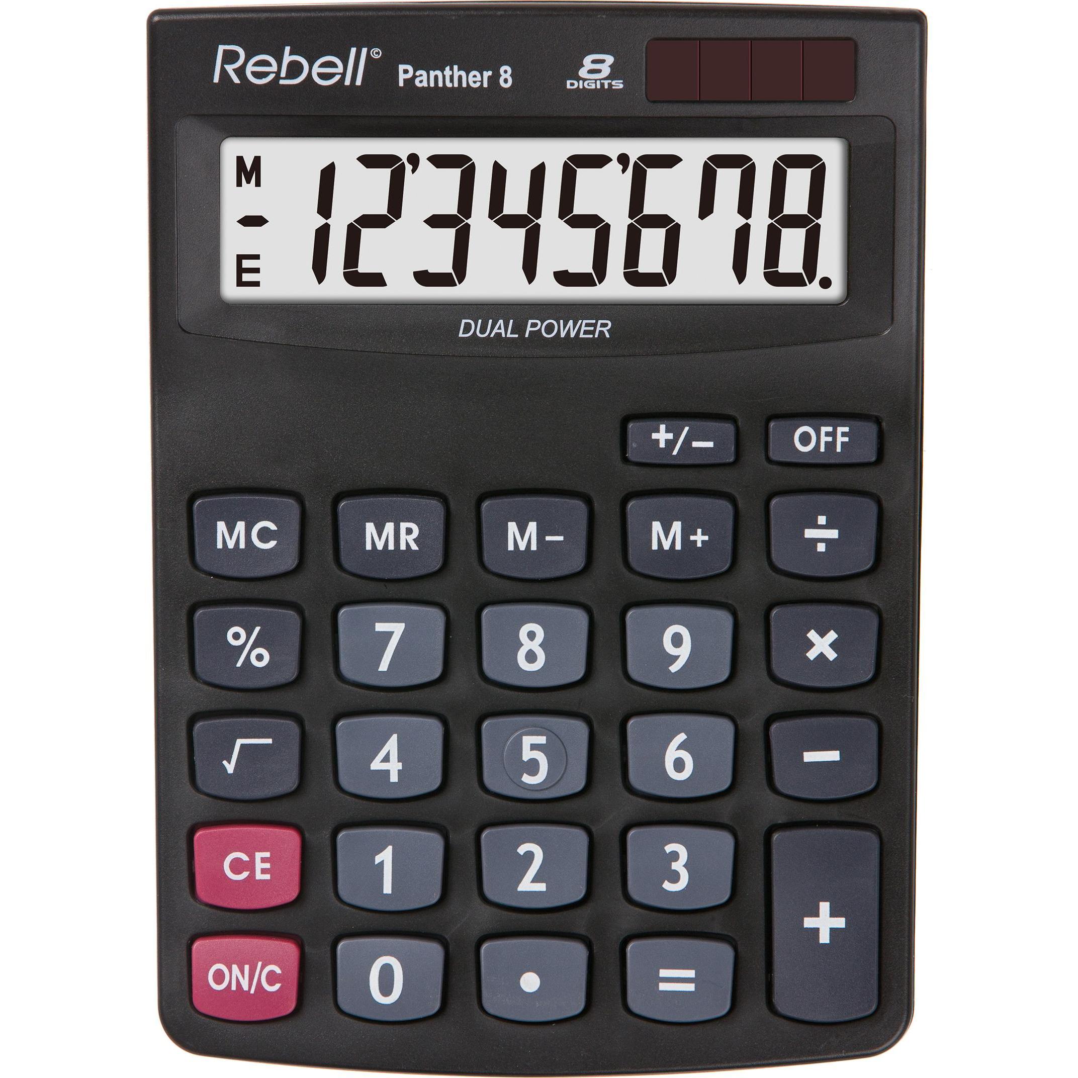 Rebell, Taschenrechner, Panther Calculator 8 (Solarzellen, Batterien)